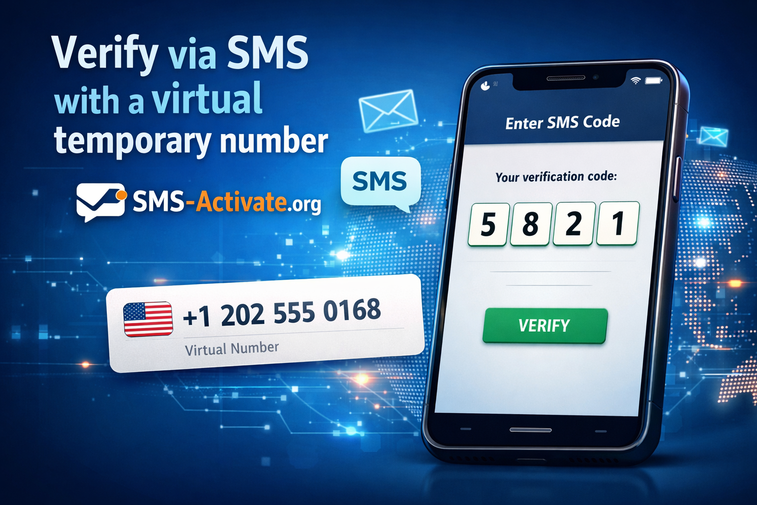 Verify via SMS with a virtual temporary number. - SMS-Activate org